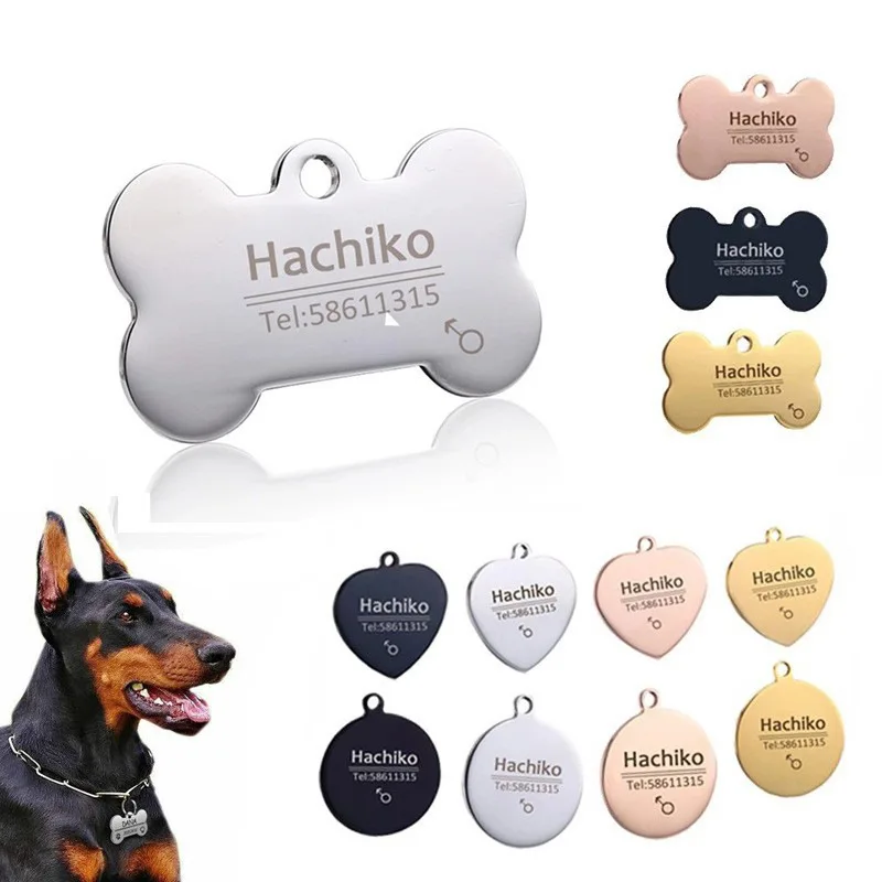 Etiqueta antipérdida para identificación de mascotas, colgante personalizado grabado con nombre para gato, cachorro, Collar para perro, placa con nombre, accesorios para mascotas - imagen 4