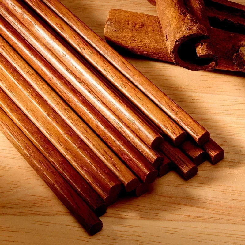 10 par/set palillos de madera Natural, palillos antideslizantes reutilizables, palitos de comida para Sushi, vajilla para el hogar, utensilios de cocina - imagen 3