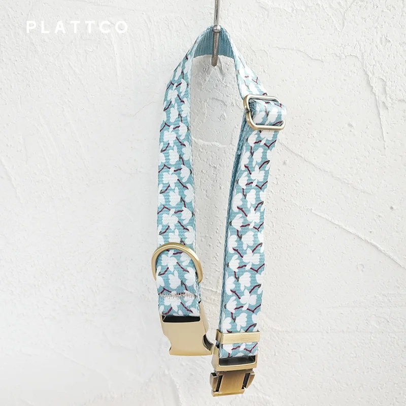 PLATTCO-Juego de perros de diseño único, estampado de Gardenia fría con hebilla de bronce de alta calidad, 5 tamaños, PDL345Br y PDL345Br - imagen 3