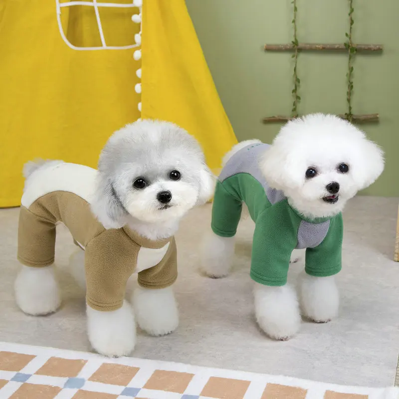 Mono de otoño e invierno para mascotas, abrigo polar de cuatro patas, camisa Base para perros, ropa para cachorros, pijamas para perros pequeños - imagen 2