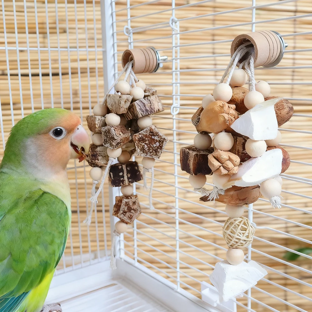 Juguete de ratán colgante para loros o pájaros – Mordedor columpio natural - imagen 3