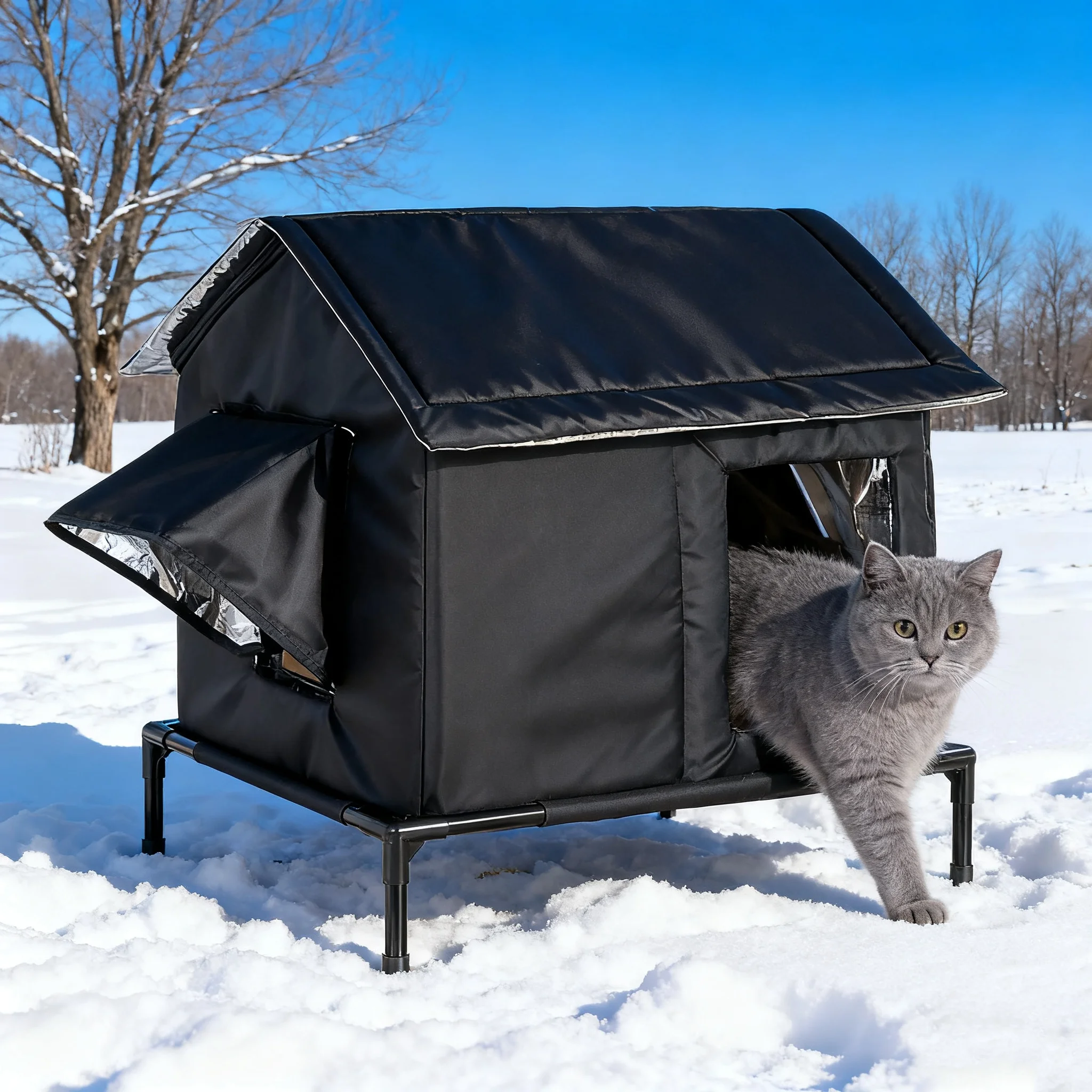 Casa impermeable para perros y gatos callejeros, para todo tipo de clima, para exteriores, invierno, cueva cálida para mascotas, camas para dormir, plegables y lavables para cachorros, Cuccia Gatti