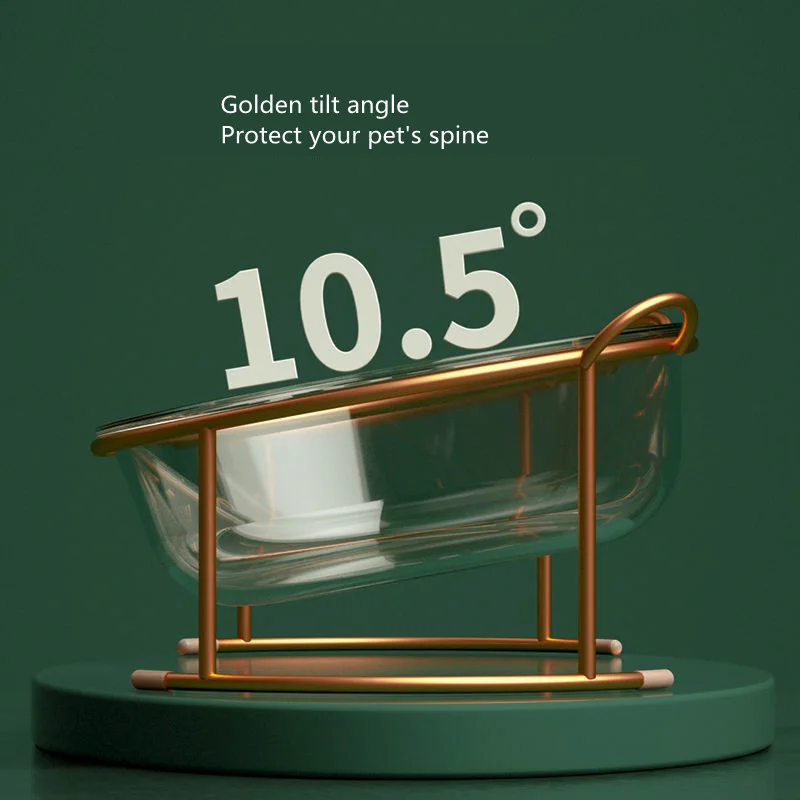 Cuencos de cristal para gatos, alimentación de comida para perros pequeños, alimentador de agua para cachorros con marco de Metal, opción única o doble, suministros de productos para mascotas - imagen 5