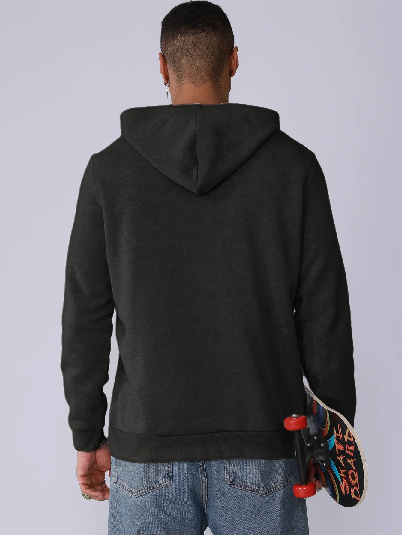 Sudadera con capucha de talla grande para hombre, corte relajado, capucha 3D, bolsillo delantero tipo canguro, simple y elegante, versátil para todo tipo de cuerpo - imagen 5