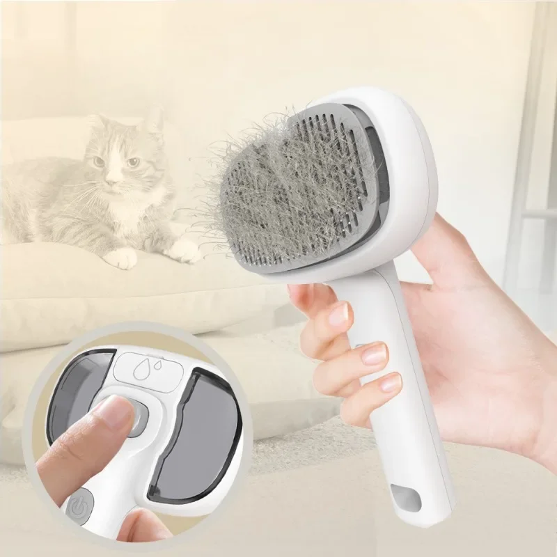 Peine de masaje con pulverizador para mascotas, limpiador a vapor para pelo de gato, previene anudar, flotador para perros, sin baño, productos de limpieza y aseo, accesorios - imagen 3