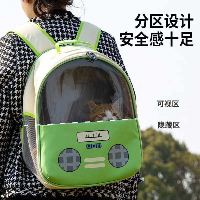 Nueva mochila portátil para mascotas con Radio, bolsa transparente para salir de gatos, mochila cómoda y transpirable para gatos, productos para mascotas - imagen 3