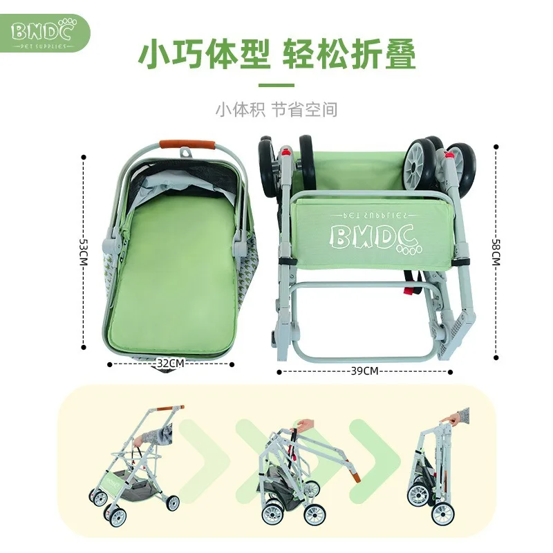 Cochecitos desmontables para mascotas, carrito de tres usos para gatos y perros, carrito Universal con rejilla de mil pájaros, productos para mascotas - imagen 4