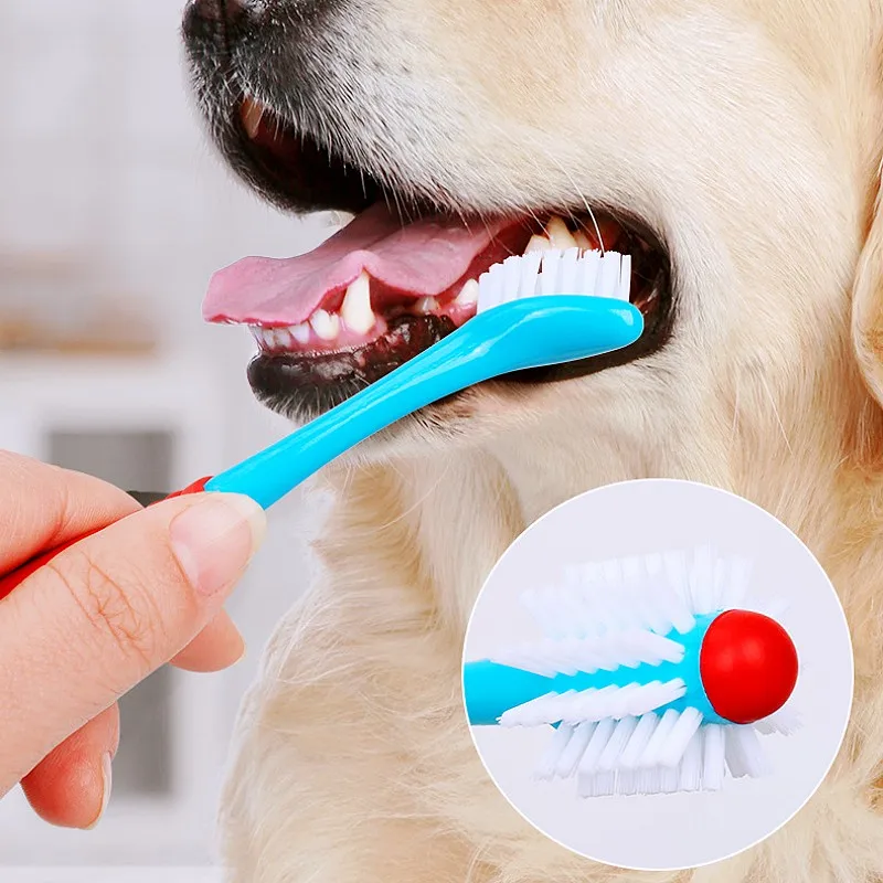 Cepillo de dientes para perros, cepillo de dientes de doble cabezal para mascotas, cuidado bucal, limpieza de dientes para perros, cepillo de dientes para gatos, cepillo de limpieza de pelo suave 360, suministros para mascotas - imagen 3