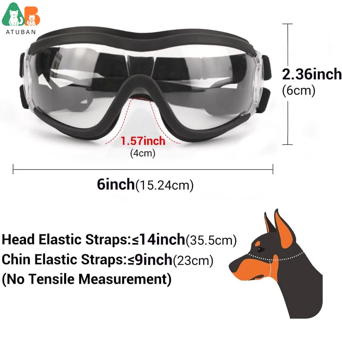 ATUBAN Combo de casco y gafas para perros grandes: material ABS duradero con acolchado suave para sesiones fotográficas y seguridad al aire libre - imagen 2
