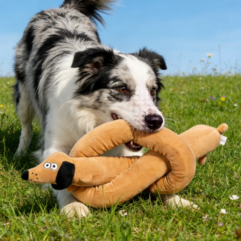 Juguete peluche salchicha con sonido para perros – Resistente para masticar