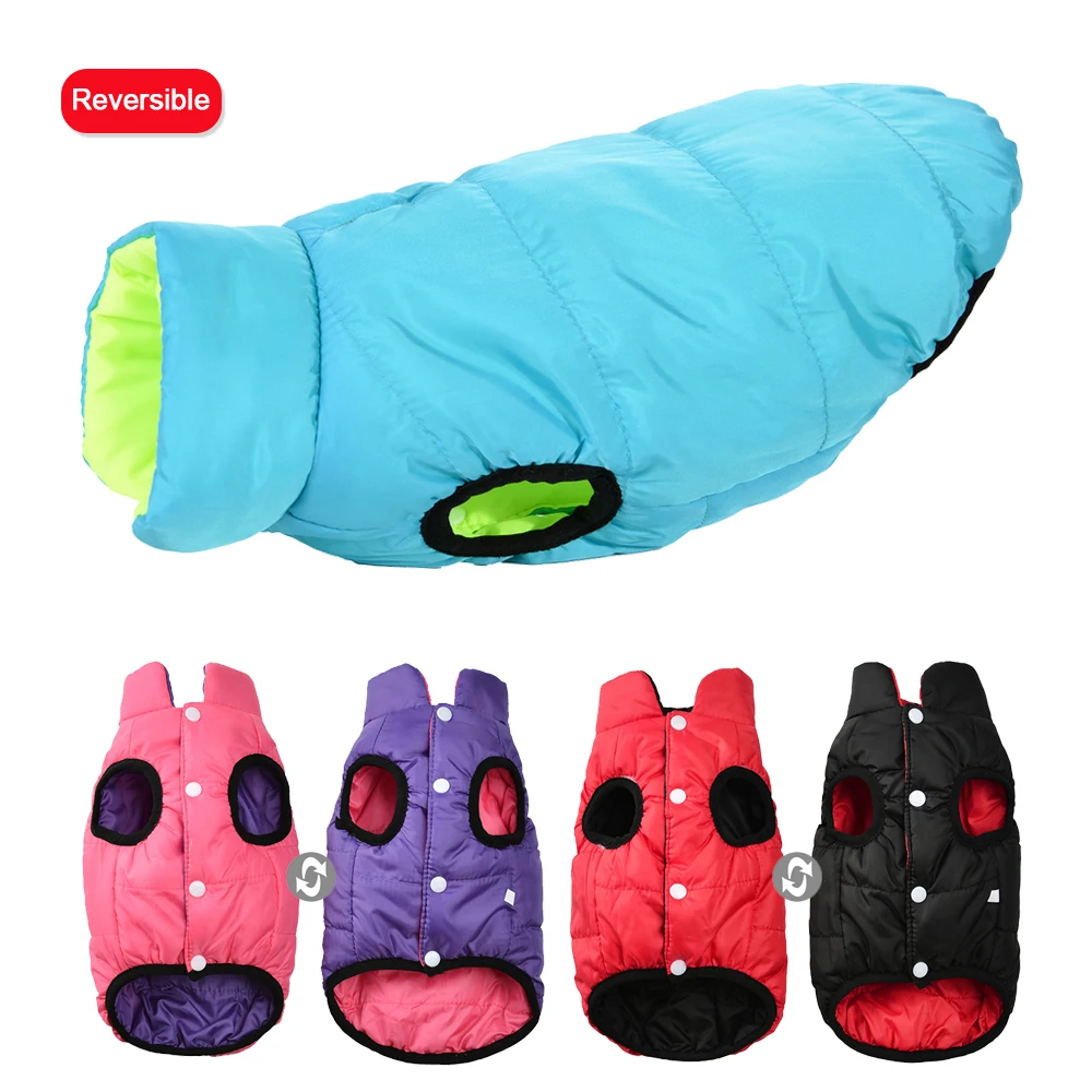 Chaqueta Reversible para mascotas, ropa cálida para perros, abrigo ligero impermeable para cachorros, chaleco para perros, gatos, Chihuahua, Pug, otoño e invierno