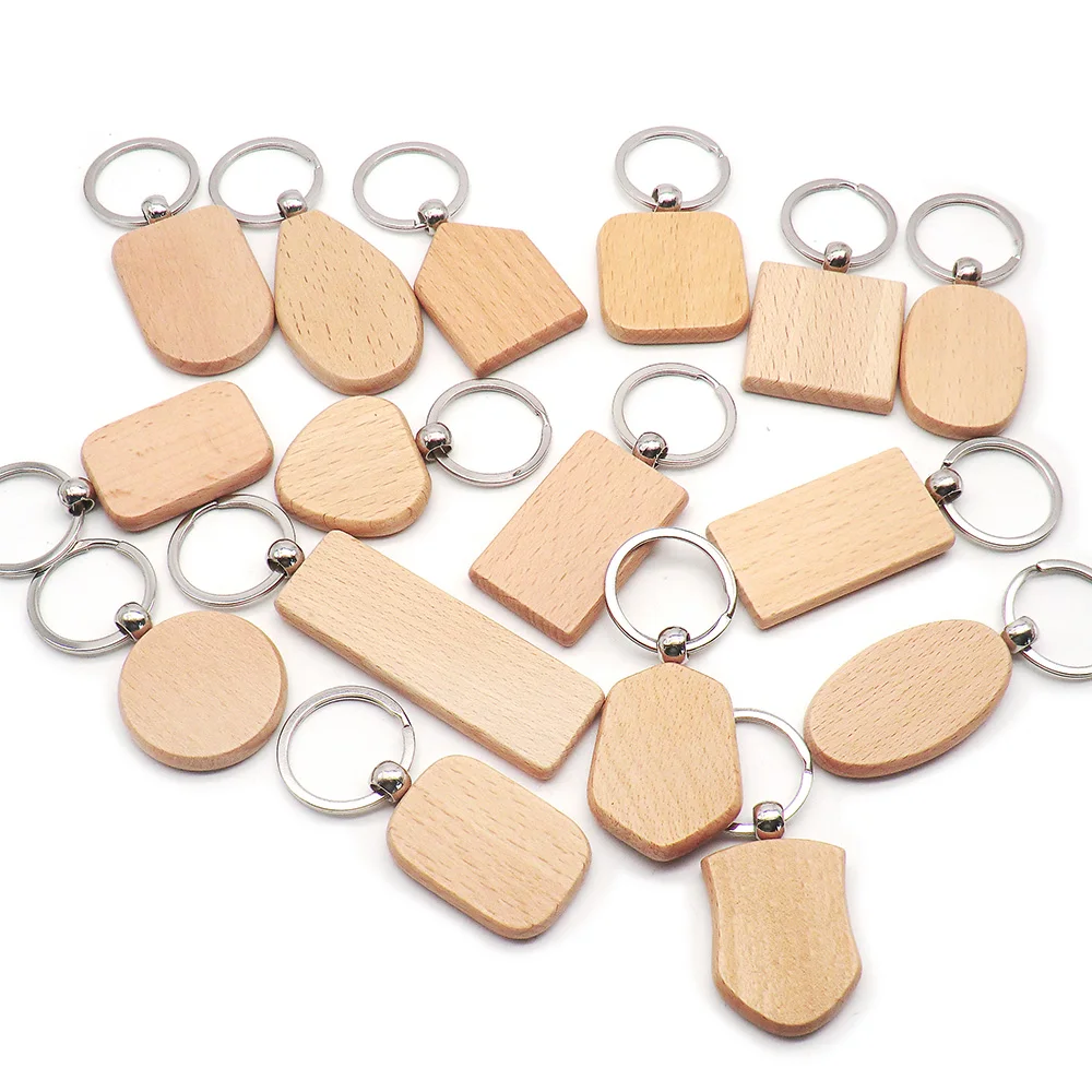 20 piezas etiquetas en blanco, llavero rectangular de madera, llaveros de madera Diy, etiquetas para llaves, pueden grabar regalos Diy para etiquetas de perro, colgantes de nombre - imagen 4