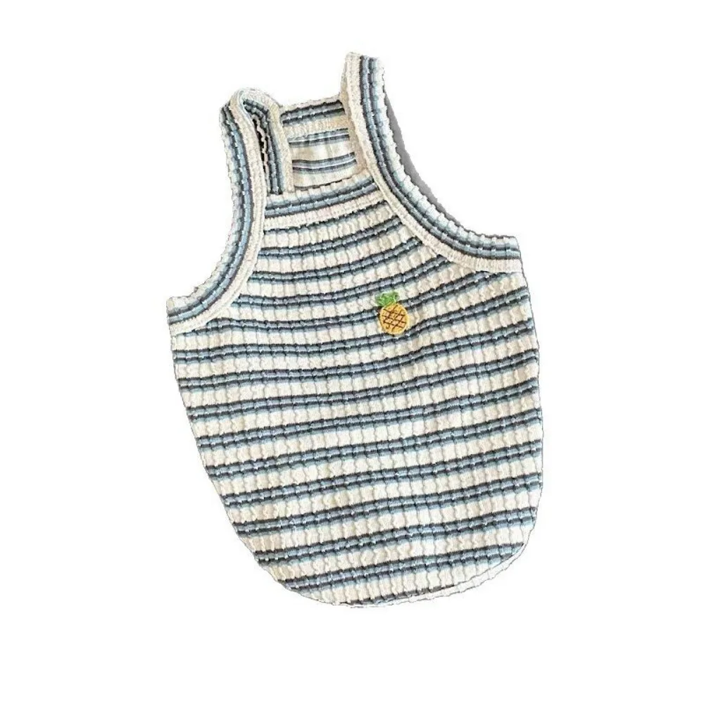 Pet primavera tejido correa a rayas perros pequeños Teddy fino Schnauzer mascota cachorro pequeño camiseta sin mangas chaleco refrescante para perro - imagen 5