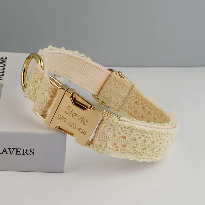 Collar de encaje con grabado gratis, conjunto de correa para perro, Collar para mascota mediana y grande, accesorios de boda para perro, collares para perro femenino - imagen 5