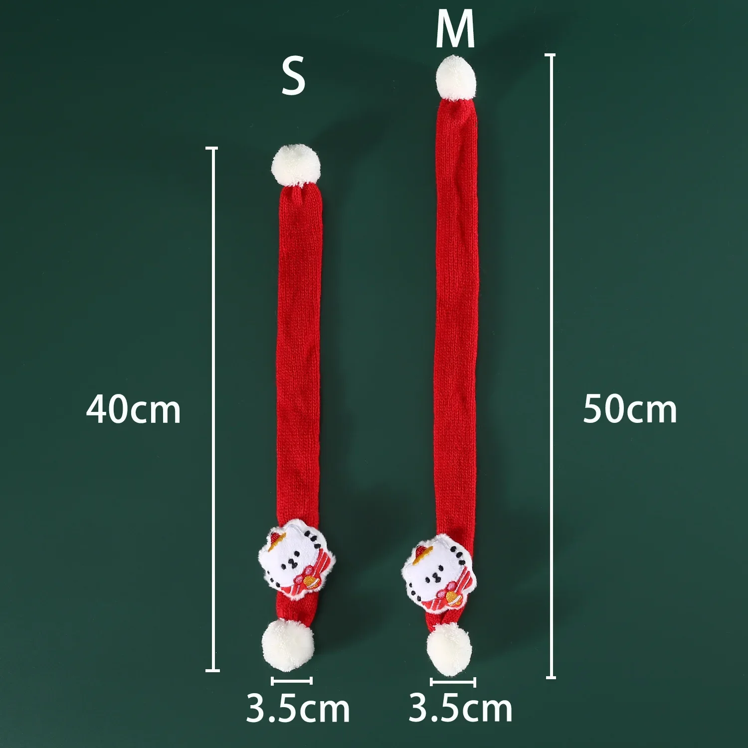 Bufanda roja de Navidad para mascotas, conjunto de gorro y bufanda de hilo de punto con bola de dibujos animados de árbol de Navidad para cachorros y gatos, accesorios para perros - imagen 3