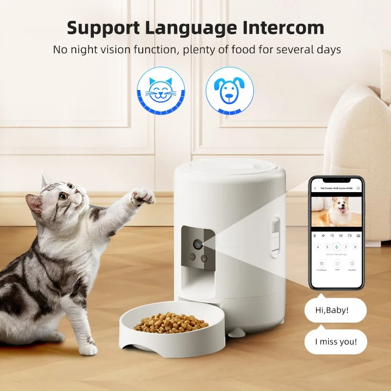 Alimentador automático inteligente para perros de 2L, temporizador de capacidad de vídeo Wifi, comederos automáticos para perros con cámara, comederos para gatos, suministros baratos para mascotas - imagen 3