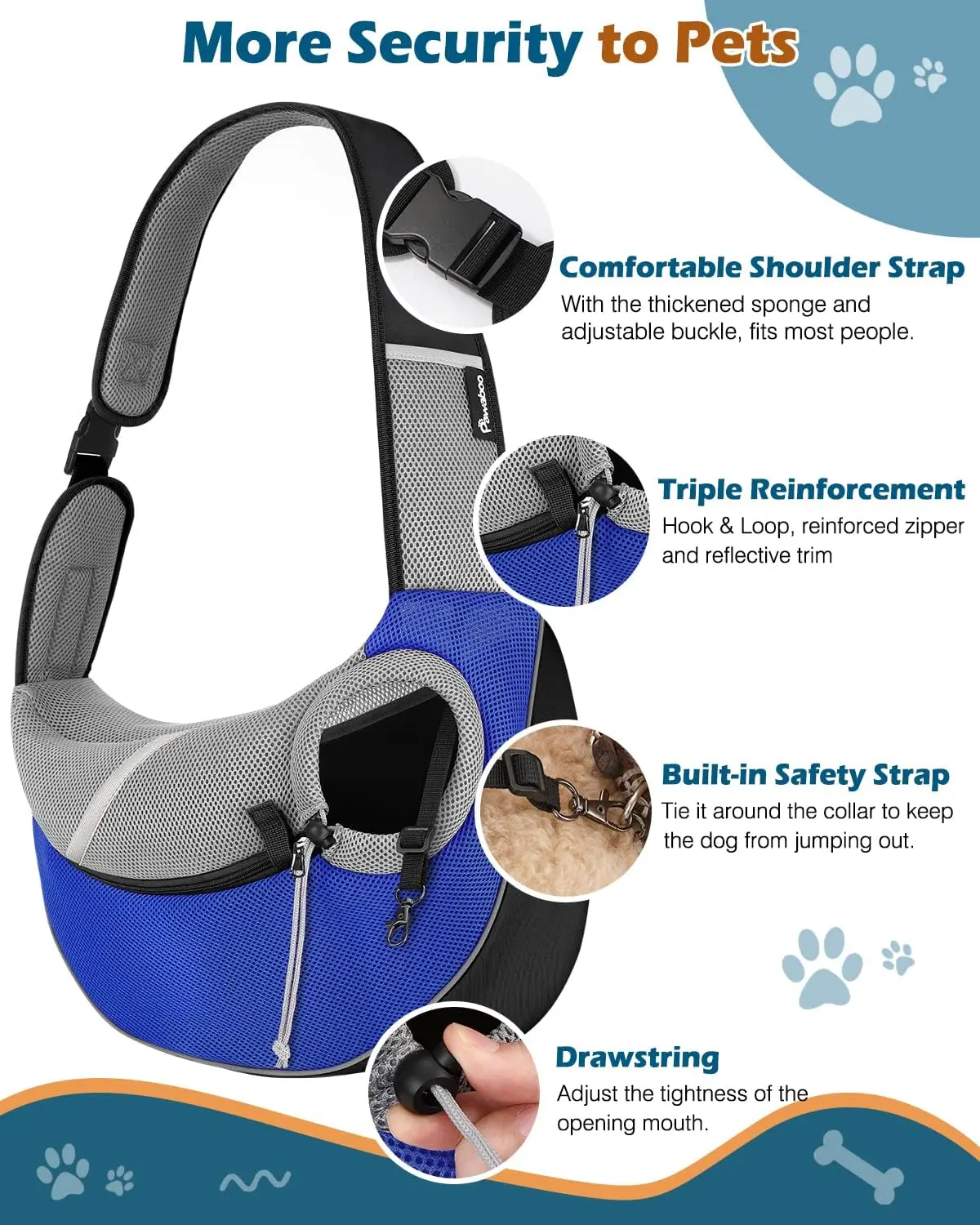 Transportín portátil para mascotas, portabebés para cachorros y perros, malla transpirable, bolsa de viaje segura, portabebés para perros pequeños, gatos, Chihuahua Yorkie - imagen 5