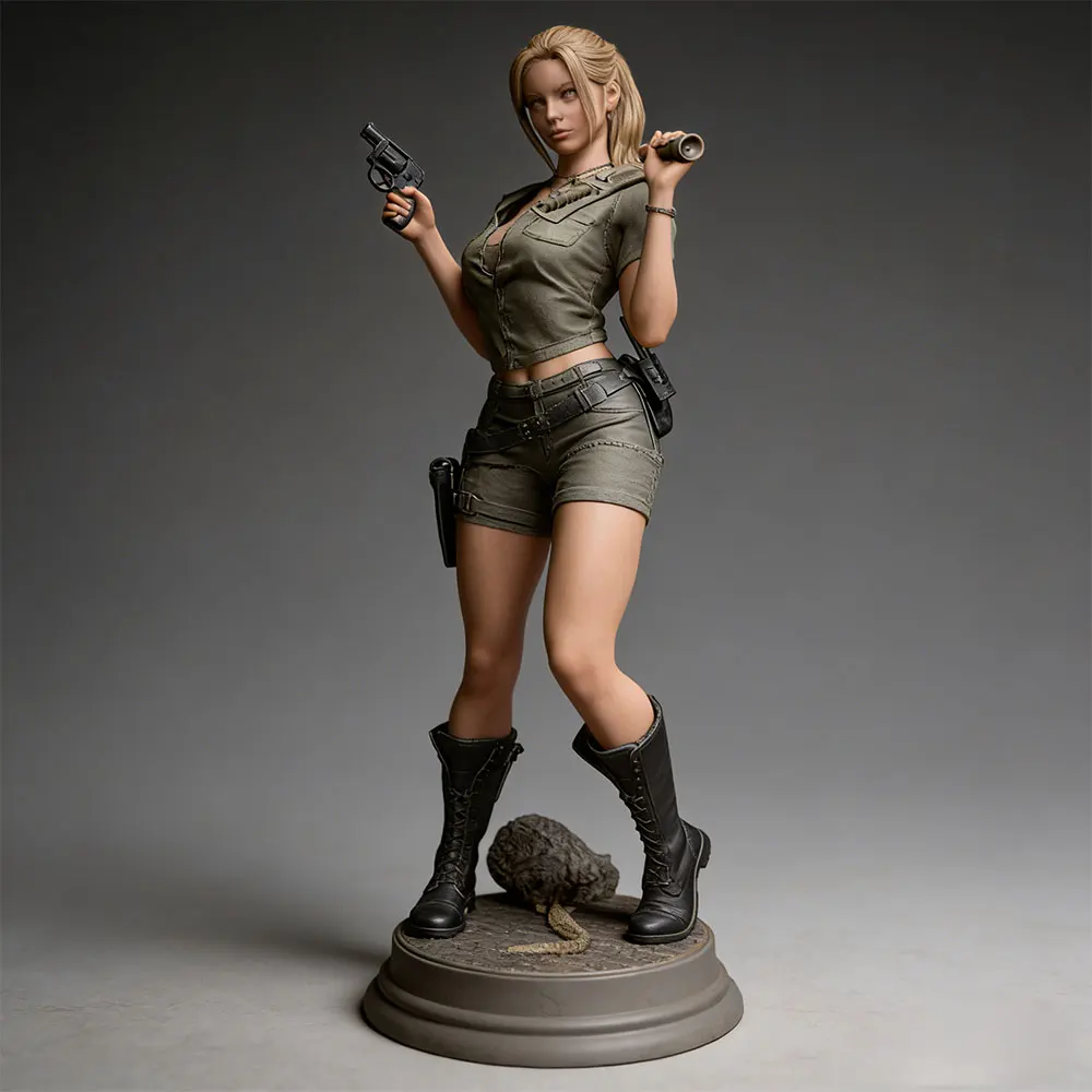 Figura de guerrera femenina en resina 1/24 para pintar a mano, 75mm - imagen 4