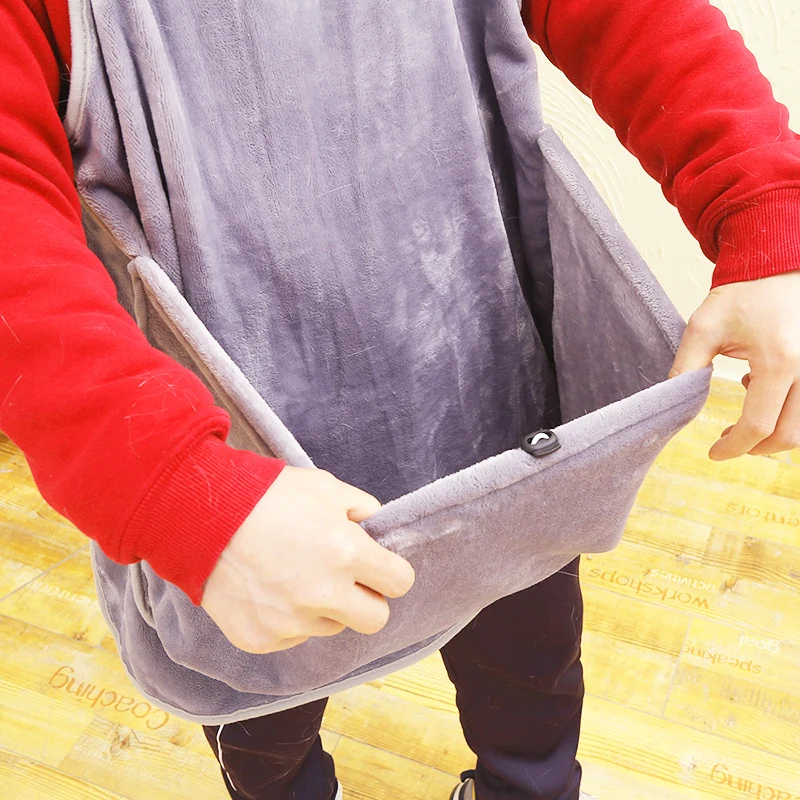 Delantal de terciopelo suave para transportar mascotas, bolsa de dormir cómoda para gatos y viajes al aire libre, bolsa de pecho para cachorros con bolsillos - imagen 3