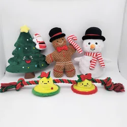 Juguetes para perros de compañía, árbol de Navidad de felpa, campana de muñeco de nieve, juguete para morder perros, accesorios para perros, juguetes interactivos para perros pequeños
