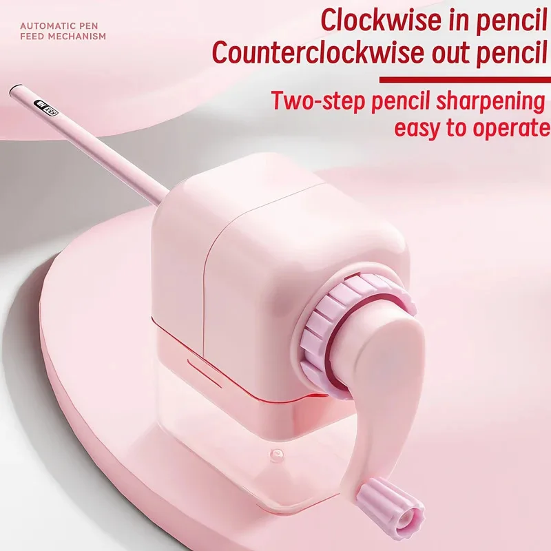 Sacapuntas portátil con manivela, papelería para estudiantes, suministros escolares y de oficina para varios lápices - imagen 4