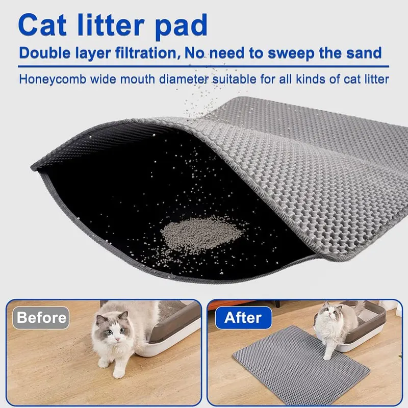 Estera de arena para Gato, impermeable, doble capa, para atrapar arena para gatos, caja de arena para mascotas, alfombrilla, almohadilla limpia, productos para gatos, accesorios - imagen 4