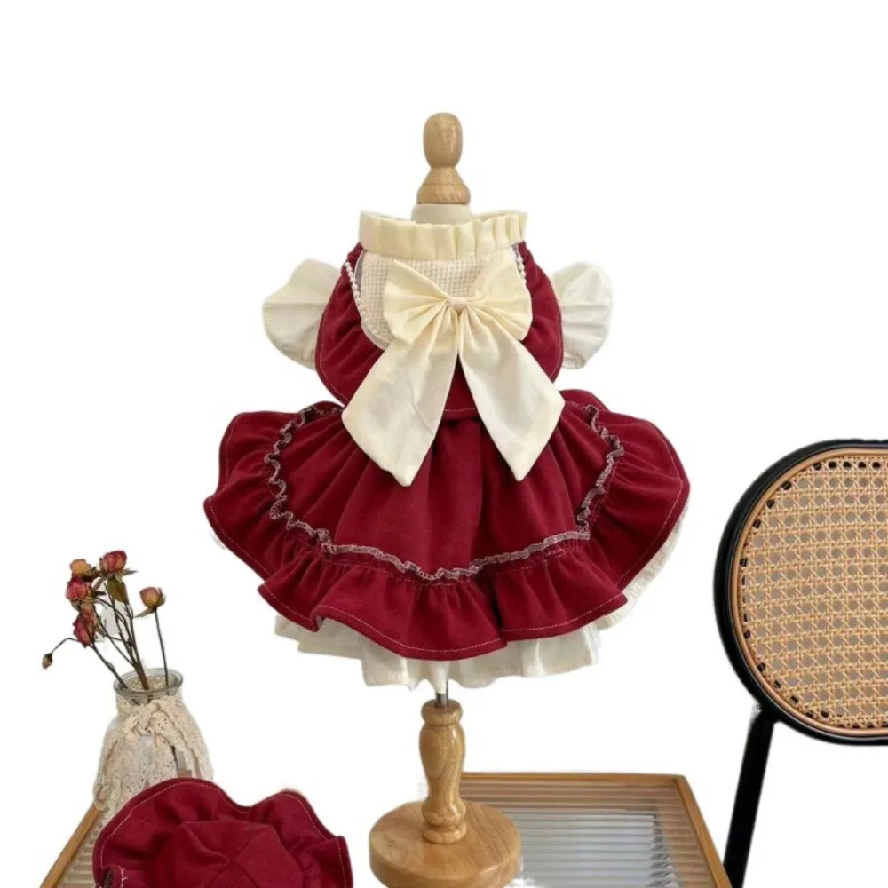 Vestido de Navidad para mascotas, vestido de princesa con lazo, abrigo de encaje para mascotas, oso de peluche, vestidos para perros Yorkshire para perros pequeños, ropa para cachorros - imagen 5