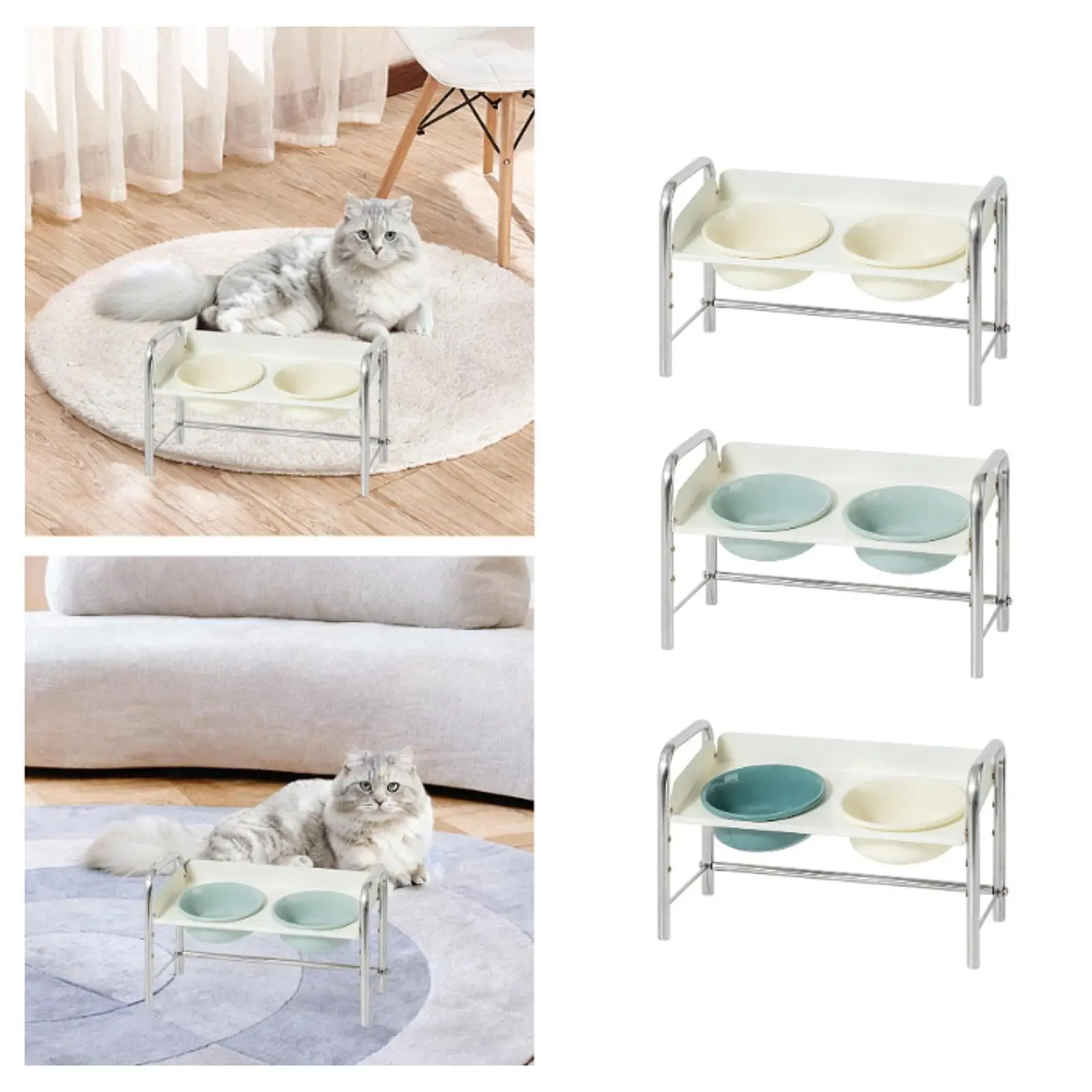 Elevated Cat Ceramic Bowls Cat Dish Food and Water Bowls for Pet Cats Puppy