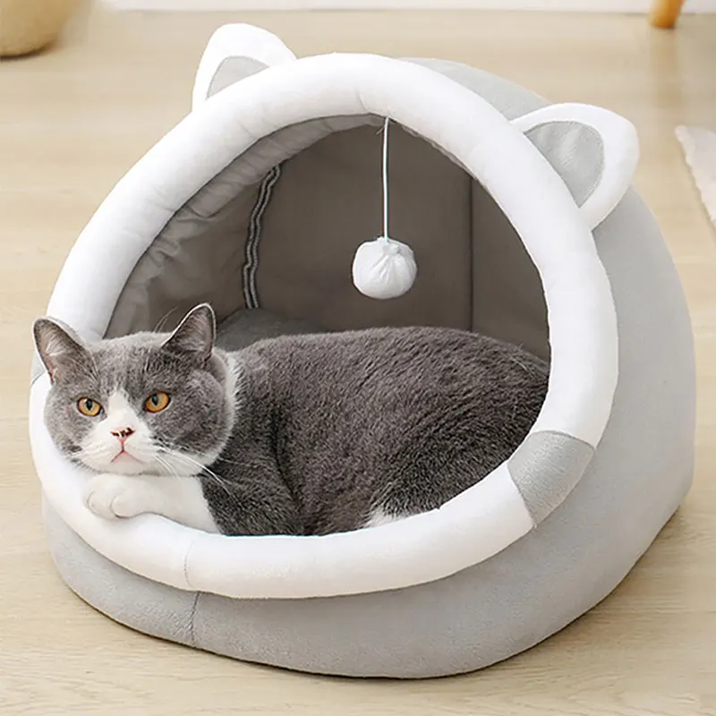 Linda cama para gatos para interiores, tienda para perros pequeños y grandes, casa suave para gatitos, cojín acogedor para cachorros - imagen 3