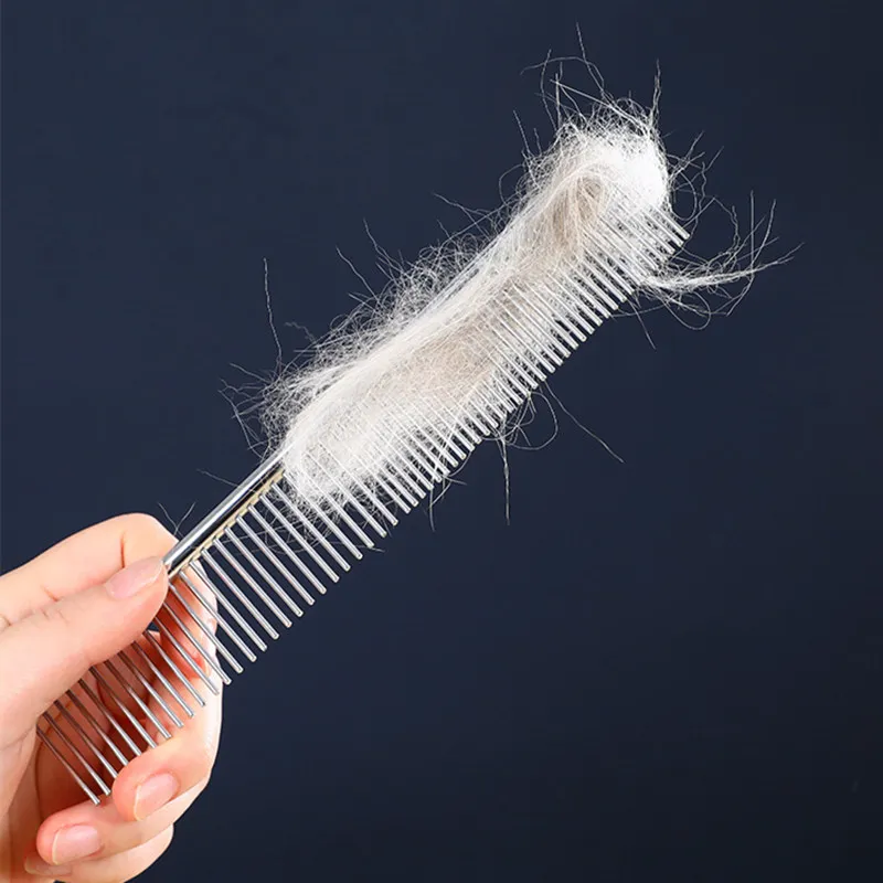 Peine de acero inoxidable para mascotas, Herramientas de limpieza de pelo largo y liso para gatos, cepillo para perros, suministros para el cuidado de mascotas - imagen 5