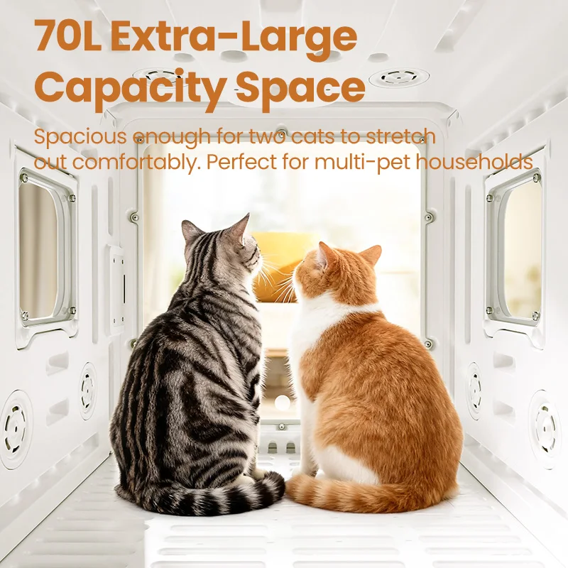 ROJECO Caja de secado automática para mascotas 70L Control de temperatura inteligente 360 °   Peluquería ultra silenciosa del pelo del animal doméstico para la velocidad de la caja 4 del secador del gato del perro - imagen 3