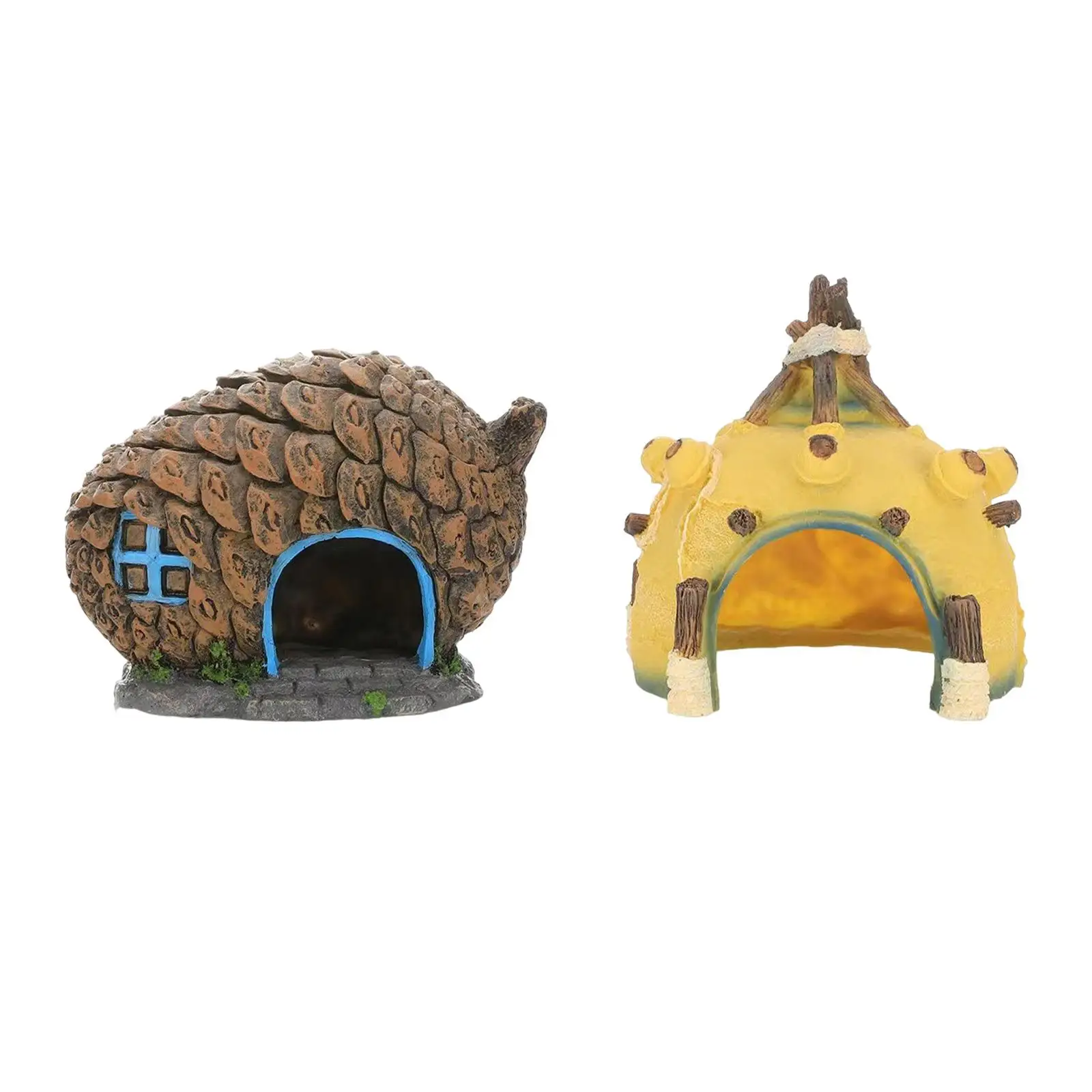 Fishbowl Tank Ornaments Reptile Box Hideaway Caves Hideout House for Hamster Breeding