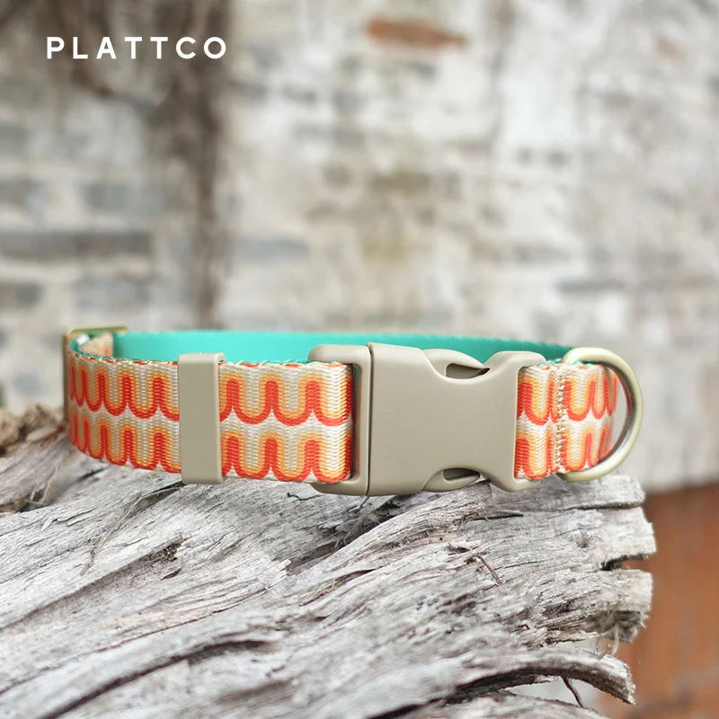 PLATTCO-Collar de identificación de perro personalizado, de nailon, con placa de identificación, grabado gratis, Pitbull, Big Wave, PDC365 - imagen 2