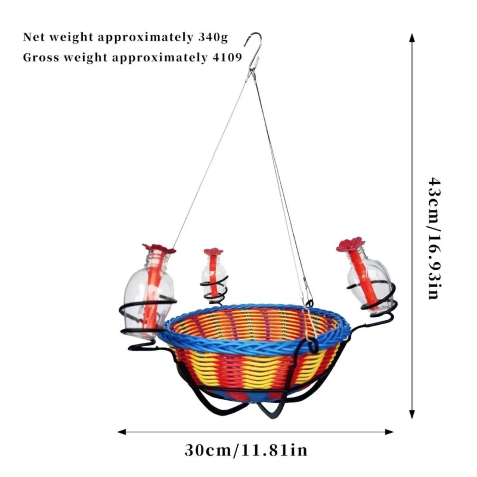 Hanging Basket Outdoor Hummingbird Feeder Leakproof with Hook Outside Patio Gardening Easy to Clean Yards Bird Water Dispenser
