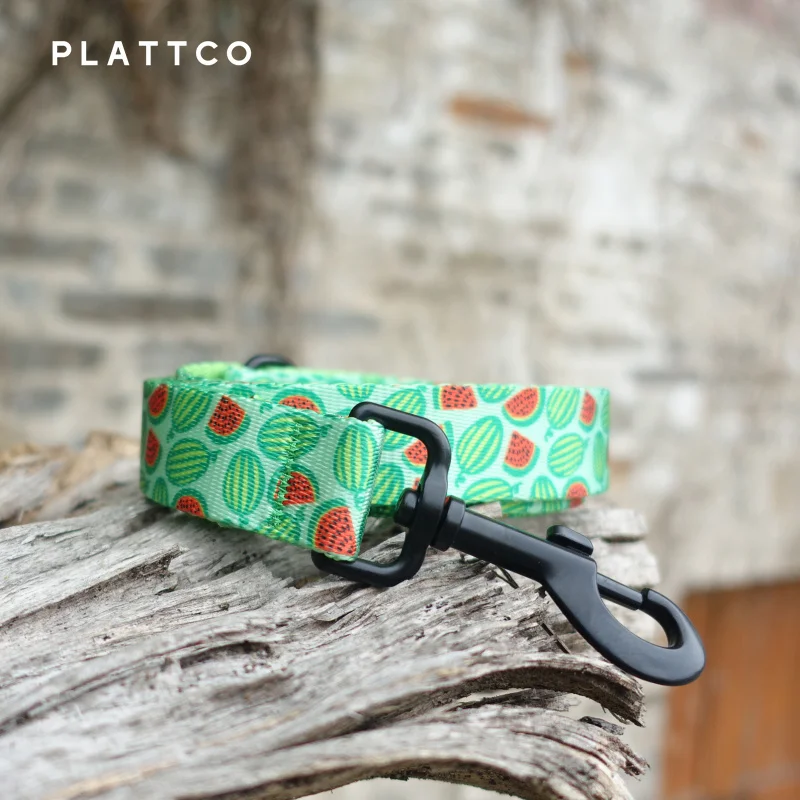 PLATTCO Correa para perro personalizada WATERMELON FEAST, correa para cachorros con estampado de nailon de imitación para perros pequeños, medianos y grandes, 5 tamaños PDL325 - imagen 2