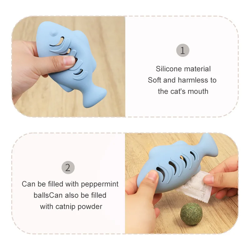 Juguete interactivo de silicona para gatos, pez, juguetes para mascotas, limpieza de dientes de gatito, comida para fugas, juguetes para masticar, almacenamiento de alimentos, suministros para mascotas - imagen 4