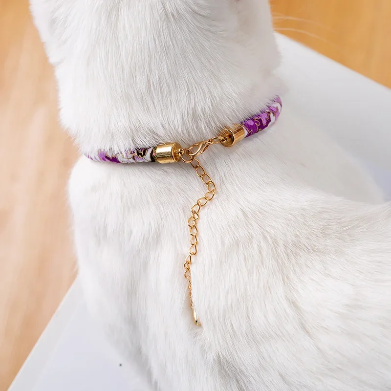 Collar de campana de estilo Vintage para gato, Collar retráctil para perro, conejo y gatito, estilo japonés, suministros bohemios para mascotas, 1 ud. - imagen 5
