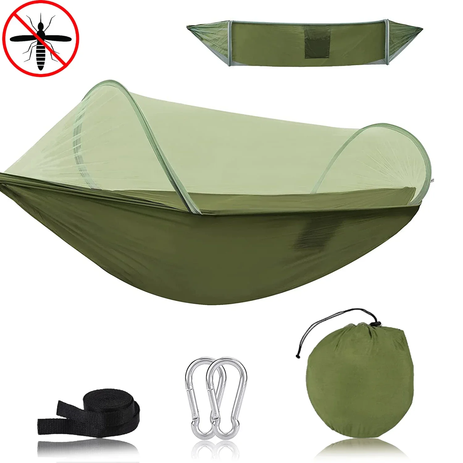 Hamacas con mosquitera para acampar al aire libre, juego completo de cama para dormir, 2024 - imagen 4