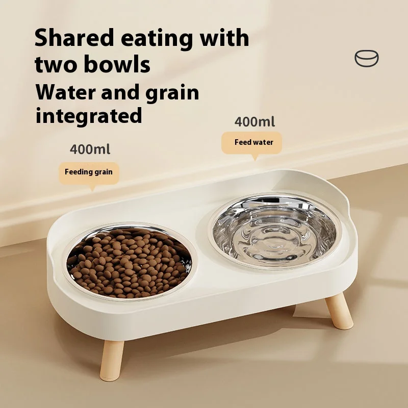 Cuenco para perros y gatos de acero inoxidable de primera calidad, comedero para mascotas con doble diseño antidesprendimiento y base antideslizante y soporte elevado para el cuello - imagen 2