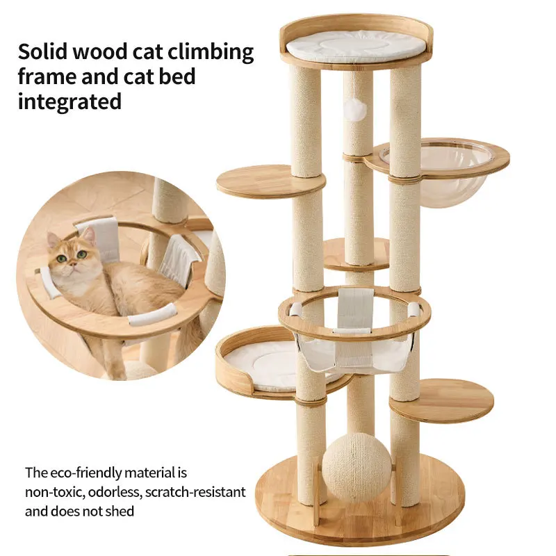 Árbol de roble para gatos, torre grande de lujo para gatos, cama rascadora para mascotas, Catnap, árboles para gatitos, accesorios para muebles, hamaca, juguete para gatos, producto para mascotas - imagen 4