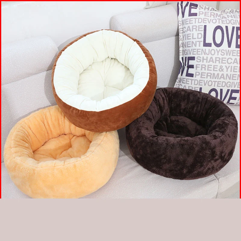 Casa redonda para perros y gatos, cama de felpa para mascotas para animales pequeños y medianos, calmante, cálido, cojín de red para dormir, perrera lavable - imagen 5
