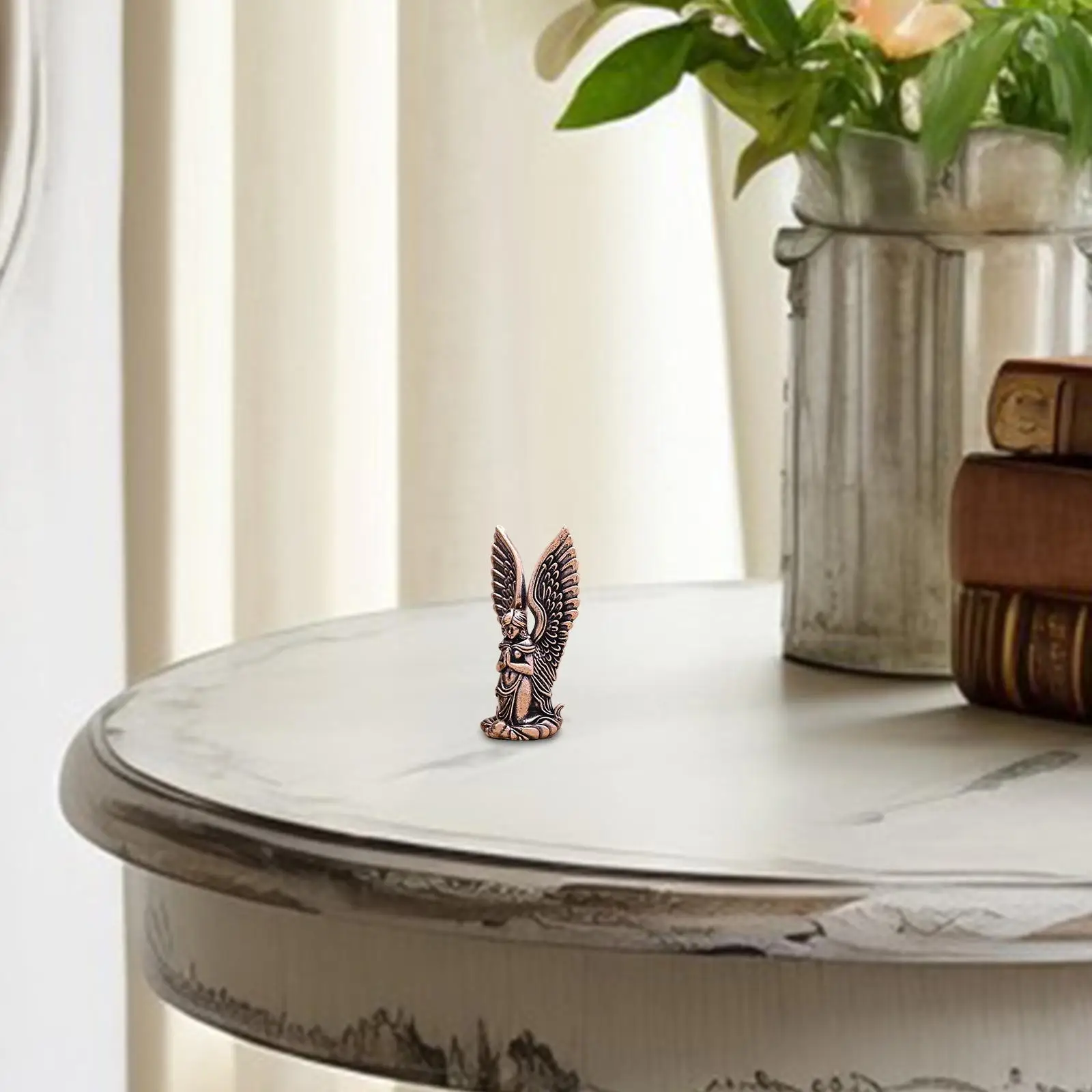 Estatuilla de Ángel rezando, estatua de ala de Ángel, recuerdos creativos decorativos, escultura de latón para mesa de centro, entrada y dormitorio