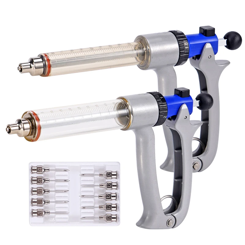 Jeringa continua ajustable de 25ml/50ml con agujas, inyector de vacuna, tubo de aguja de escala semiautomática, oveja de pollo veterinaria - imagen 2