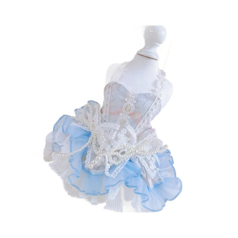 Vestido de lolita para perros: falda abullonada de camisola de encaje con perlas, traje de princesa adecuado para perros pequeños, ropa bonita para mascotas - imagen 5