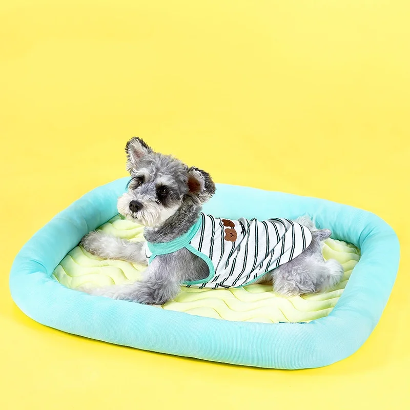 Nido de seda para mascotas, cama de verano para perros y gatos, cama para perros pequeños con estera para dormir refrescante para todas las estaciones para perros pequeños
