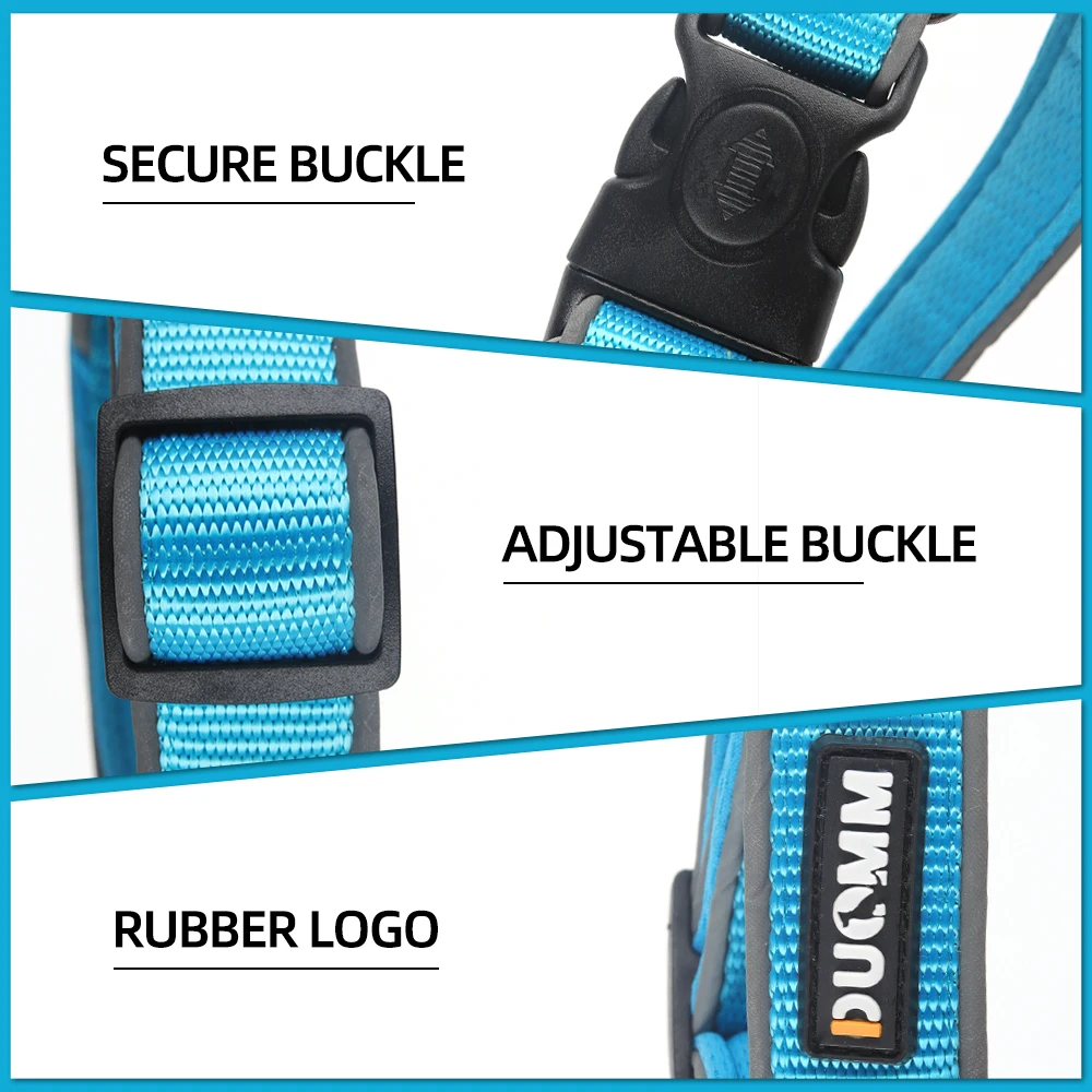 Collar para perro transpirable reflectante, conjunto de correa, Material de nailon, Collar para mascotas con doble anillo en D para perros medianos a grandes, suministros para mascotas al aire libre - imagen 5