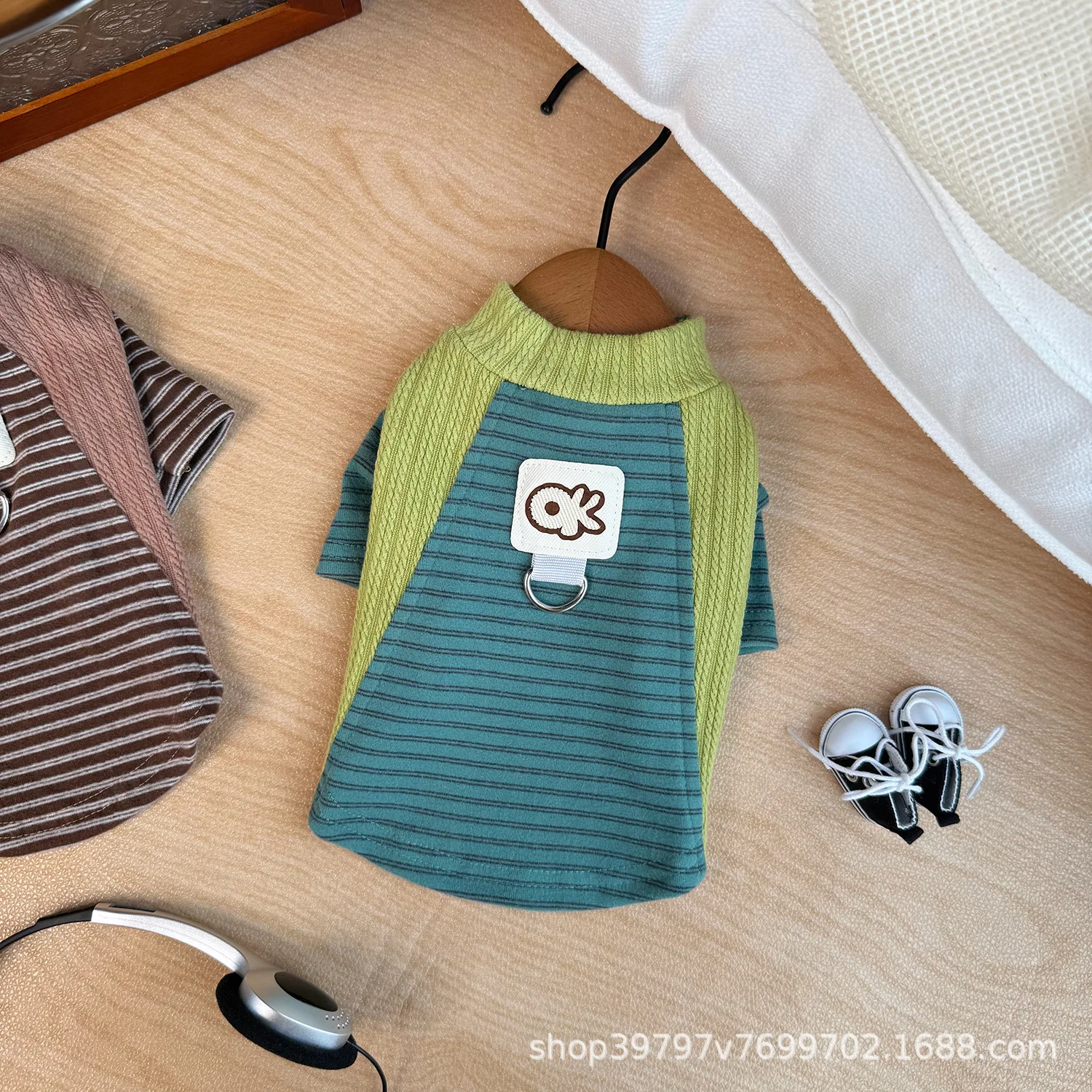 Camiseta a rayas de otoño e invierno para mascotas, camisa Base para perros y gatos, chaleco cálido para mascotas, ropa para cachorros, ropa para perros pequeños - imagen 3