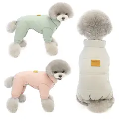 Mono abrigo de invierno con cuello alto para perros y gatos – Térmico acolchado