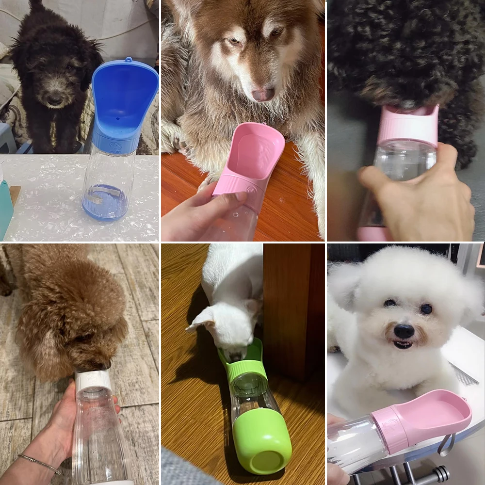 Botella de agua 2 en 1 para perros con contenedor de comida, cuencos portátiles para beber para mascotas al aire libre para perros pequeños y grandes, suministros para gatos Golden Retriever - imagen 4