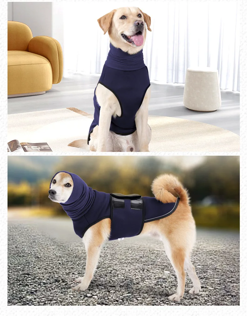 Chaleco calmante para aliviar el perro, chaqueta antiansiedad para perros, abrigo reflectante de cuello alto con capucha, ropa para perros pequeños, medianos y grandes - imagen 5
